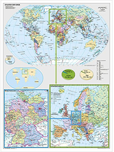 Deutschland und Europa in der Welt: Wandkarte/Poster NEUE AUFLAGE