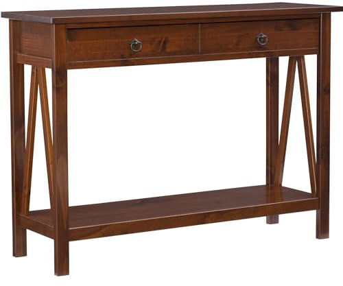 Linon Home Dcor Console Table, 42.01w x 13.98d x 30.71h, Antique Tobacco