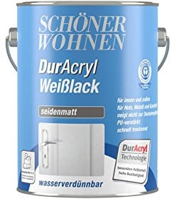 Schöner Wohnen, DurAcryl Weißlack, 2,5 L. Seidenmatt, Wasserverdünnbar