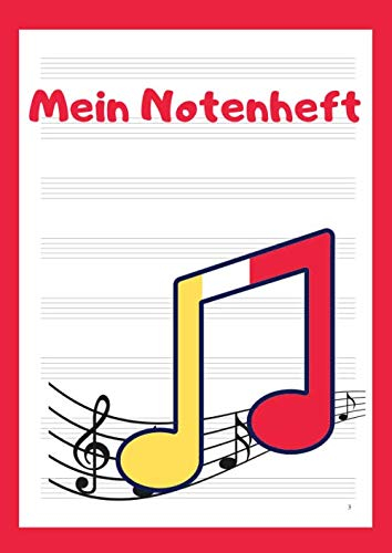 Notenheft für Kinder A4: Mein Notenheft für Kinder und Anfänger Din A4, 110 Seiten, 8 Notensysteme pro Seite, große Lineatur