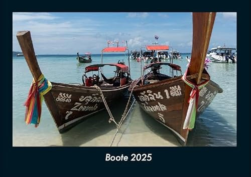 Boote 2025 Fotokalender DIN A4: Monatskalender mit Bild-Motiven von Autos, Eisenbahn, Flugzeug und Schiffen