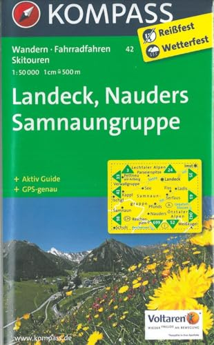 KOMPASS Wanderkarte Landeck - Nauders - Samnaungruppe: Wanderkarte mit Aktiv Guide, alpinen Skirouten und Radrouten. GPS-genau. 1:50000 (KOMPASS-Wanderkarten, Band 42)