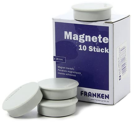 Kraftmagnet rund, Ø 38mm, grau, Haftkr. 2,5kg, 10St