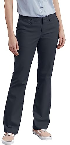 Dickies Damen Flat Front Stretch Twill Pant Slim Fit Bootcut Khakihose, Dunkles Marineblau, 46 Lang EU