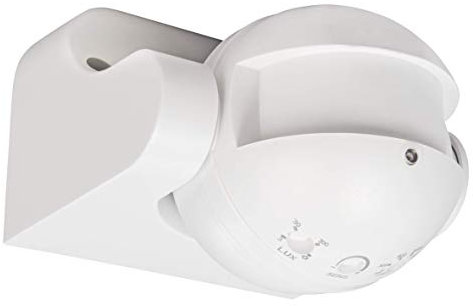 McShine - HF Mikrowlellen Bewegungsmelder | LX-752 | 230V 1200 Watt, 180 Grad Erfassungswinkel innen außen IP44 Wand Bewegungssensor, Reichtweite 24m, Wandmontage, weiß