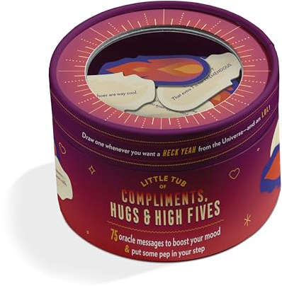 Knock Knock Compliments, Hugs & High Fives Oracle Tub: 75 Oracle Message Cards to Boost Your Mood & Put Some Pep in Your Step (Little Oracle Message Tubs)