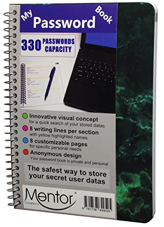 My Password Book – 17,8 x 12,7 cm Quick Search Design Passwort und Private Code Journal (grüner Marmor, regulär)