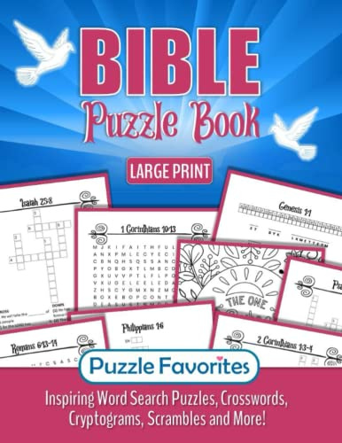 Bible Puzzle Book Large Print: Inspiring Bible Verse Word Search, Cryptograms, Crosswords, Scrambles and More! Activities to Encourage in Christian Faith and Hope