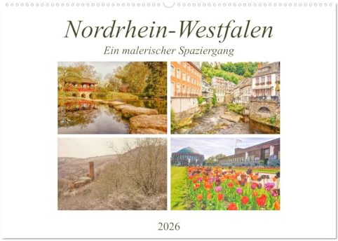 Nordrhein-Westfalen - Ein malerischer Spaziergang (Wandkalender 2026 DIN A2 quer), CALVENDO Monatskalender: Entdecken sie die Einzigartigkeit von Stadt und Land in Nordrhein-Westfalen (CALVENDO Orte)