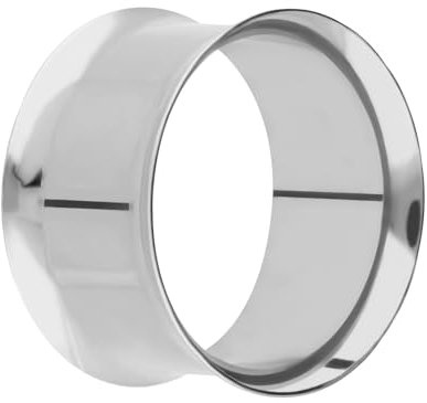 Treuheld® 20mm Ohr Flesh Tunnel in Silber - Chirurgenstahl 316L - dünn - Double Flared Ohrtunnel - Dünner Rand - hautfreundlich & antiallergen