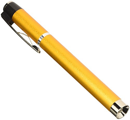 Gima - Professionelle Stiftleuchte Omega, LED, Diagnostikleuchte, aus Metall, Goldfarbe, in Etui geliefert, Ein/Aus-Schalten durch Taschenclip