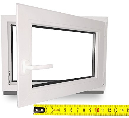 Kellerfenster - Kunststoff - Fenster - weiß - BxH: 60X85 cm - DIN Links - 2-Fach Verglasung - Wunschmaße ohne Aufpreis - Lagerware