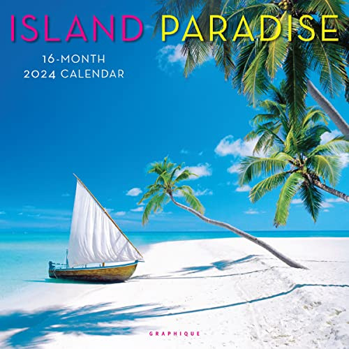 Graphique 2024 Island Paradise Wandkalender | 30,5 x 30,5 cm | dickes Papier | Home & Office Organizer | großes Monatsraster | 3 Sprachen & markierte Feiertage | 4 Monate Vorschau Seite für 2025