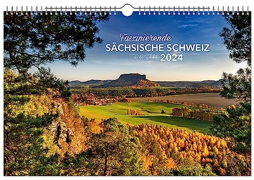 Kalender Faszinierende Sächsische Schweiz 2024: XXL | 60 x 40 cm | schwarzes Kalendarium