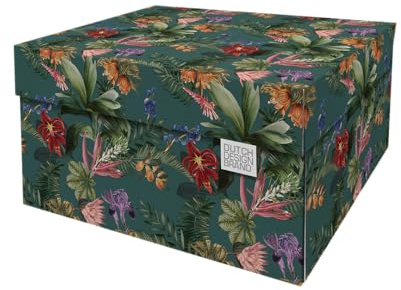 DDB Dutch Design Brand Decorative Storage Boxes with Lids - Size: 38.9 x 31.8 x 21.1 cm - FSC Certified Recyclable Cardboard (Print: Wildflower)