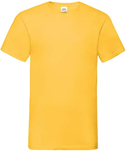 Fruit of the Loom Mens Valueweight V-Neck, Short Sleeve T-Shirt (S) (Sunflower)