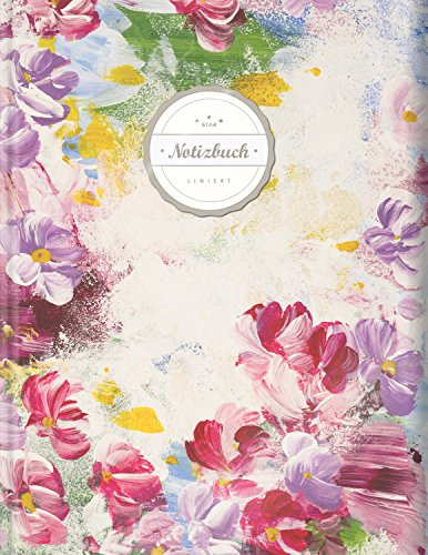 Liniertes Notizbuch (©Star, A4, 156 Seiten, Softcover) || Mit Register + Doppelrand + Lineatur 27 || Dickes Notizbuch, Fester Einband, Deutschheft, Schreibheft, Schulheft, Tagebuch, „Blumenkunst“