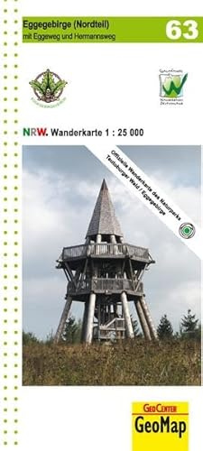 Eggegebirge (Nordteil) mit Eggeweg, E1, Jakobspilgerweg Blatt 63, topographische Wanderkarte NRW: 1:25.000 (Geo Map)