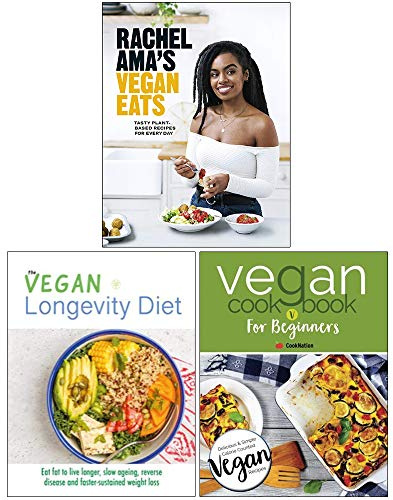 Rachel Ama Vegan Eats [Hardcover], Vegane Langlebigkeitsdiät, Veganes Kochbuch für Anfänger, 3-Bücher-Sammlungsset