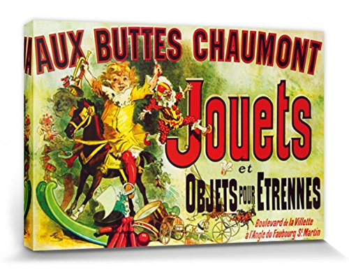1art1 Vintage Poster Aux Buttes Chaumont, Jouets Et Objets Pour Étrennes, Jules Cheret, 1885 Bilder Leinwand-Bild Auf Keilrahmen | XXL-Wandbild Poster Kunstdruck Als Leinwandbild 120x80 cm