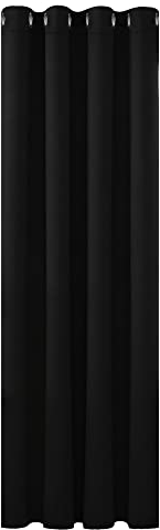 Deconovo Verdunkelungsvorhang Kälteschutz Thermogardine mit Ösen Blickdichter Vorhang Sonnenschutz, 180x140 cm(HöhexBreite), Schwarz, 1 Stück