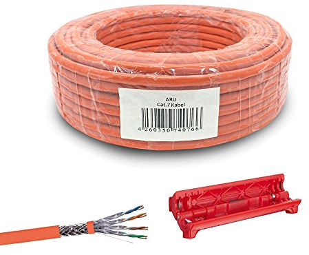 ARLI CAT 7 Verlegekabel 50m Netzwerkkabel inkl. Abisoliermesser CAT.7 LAN Halogenfrei Installationskabel SFTP S/FTP CAT7 PIMF Kabel Netzwerk Verkabelung Datenkabel AWG23/1 geschirmt Kupfer 50 m