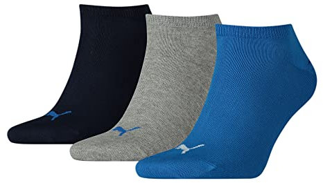 PUMA Sneaker, Calzini Unisex - Adulto, Blu/Grigio, 43-46 (Pacco da 3)