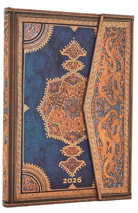 2026 Safavid Indigo (Safavid Binding Art) Midi 12-month Verso Hardcover Flexi Dayplanner 2026 (Wrap Closure)