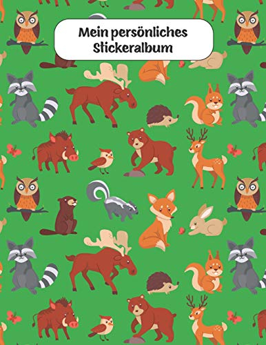 Mein persönliches Stickeralbum: Waldtiere Motiv | Din A4 Blanko | 35 Seiten Silikonfreies Papier | Geschenkidee