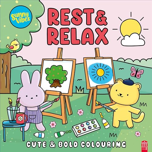 Sunny Vibes Rest & Relax Colouring Book – Bold and Simple Hand-Drawn Illustrations with Gatefold & Thick Paper – Art Therapy for Ages 12+