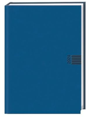 Cheftimer A5 mit Wochenkalender. Blauer Terminkalender 2024. Buch-Kalender mit Lesebändchen und Eckperforation. Wattierter Taschenkalender zum Planen von Terminen.