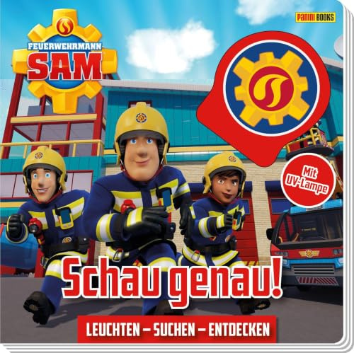 Feuerwehrmann Sam: Schau genau! - Leuchten - Suchen - Entdecken: Pappbilderbuch mit UV-Lampe und unsichtbar versteckten Elementen auf jeder Buchseite.