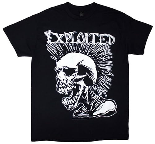 Exploited Men's Mohican Skull T-shirt Small Black