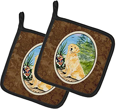 Caroline's Treasures Golden Retriever SS8758PTHD Paire de maniques en Tissu Multicolore