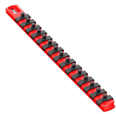 Ernst Manufacturing 8414-Red-1/4 13-Inch Socket Organizer and 15-1/4-Inch Twist Lock Clips