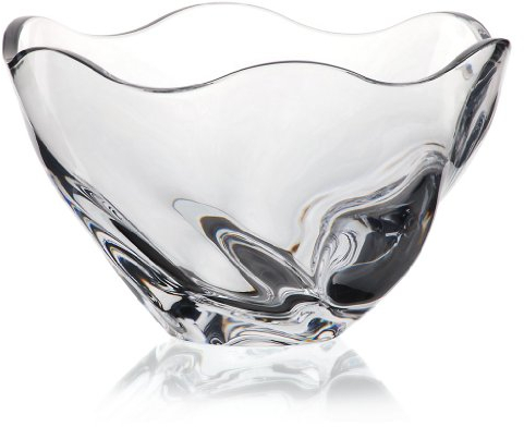 CRISTALICA Schale Salatschale Obstschale Katarina Silver Transparent D 26 cm Kristall