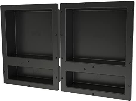 Tile Redi USA RNQH1620D-20D Niche Quadruple Recessed Shower Shelf, Four Shelves, 20 H X 32 W, Black
