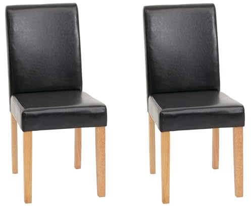 Mendler 2er-Set Esszimmerstuhl Stuhl Küchenstuhl Littau - Kunstleder, schwarz, helle Beine