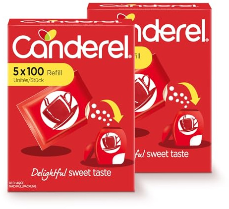 Canderel Nachf??ll-Doppelpack 2 x 500 S??? stoff Tabs zum Abnehmen | Kalorienfreie Süßstofftabletten für Kaffee & Tee | Nachfüllpackung für den Süßstoffspender | 1 Tab = 1 Teelöffel Zucker