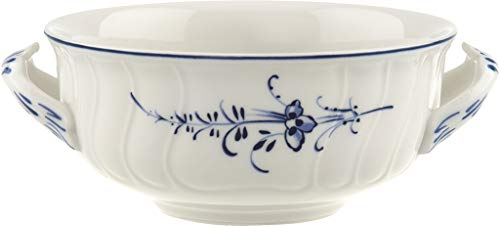 Villeroy & Boch Vieux Luxembourg Bol à soupe avec anses, 400 ml, Porcelaine Premium, Blanc/Bleu