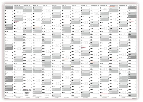 XL Wandkalender DIN A1 2025 (grau2) große Tageskästchen (Kalender werden gerollt versendet)