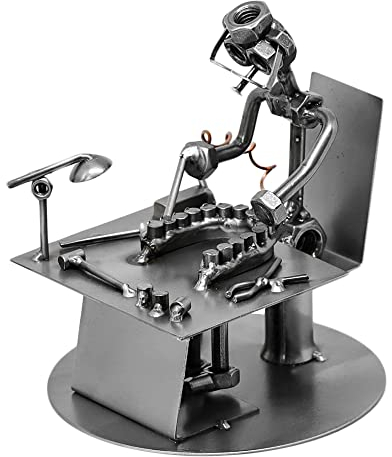 metalman24 Schraubenmännchen Zahntechniker - Handarbeit Geschenkidee Metallfigur Metallmännchen Stahlfigur Schraubenmännle - Deko für Büro & Zuhause