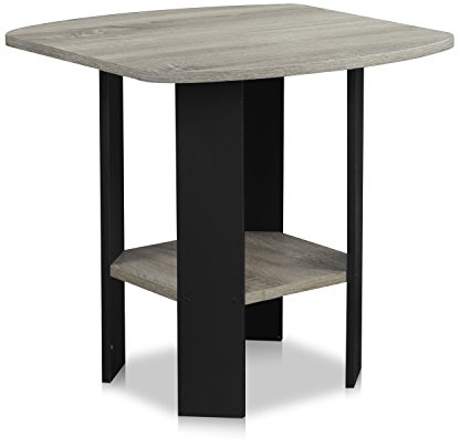 Furinno Design Simple Table d'Appoint de Chevet avec Tiroir Poubelle, Chêne Français/Noir