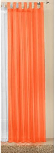 Schlaufenschal Gardine Uni transparent Voile, 245x140, Orange, 61175