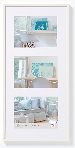 walther design Bilderrahmen weiss 3X 15x20 cm Galerie mit Passepartout, New Lifestyle Kunststoffrahmen KV320W