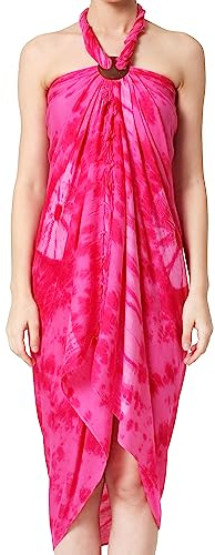 Ciffre Sarong Pareo Wickelrock Strandtuch Tuch Wickeltuch Handtuch Bunte Sommer Muster Set Gratis Schnalle Schließe (Pink BP)