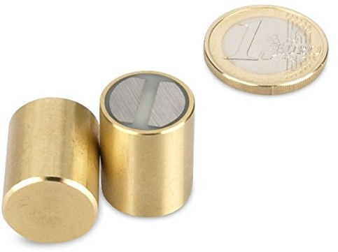 Stabgreifer Magnet Ø 16 x 20 mm (magnets4you) - Messinggreifer mit Passung: h6 | Haftkraft: 12,7kg | Samarium-Cobalt-Magnet (SmCo) Toleranz h6 max. Temperatur 200°C anisotrop