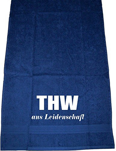 ShirtShop-Saar THW Aus Leidenschaft; Handtuch dunkelblau