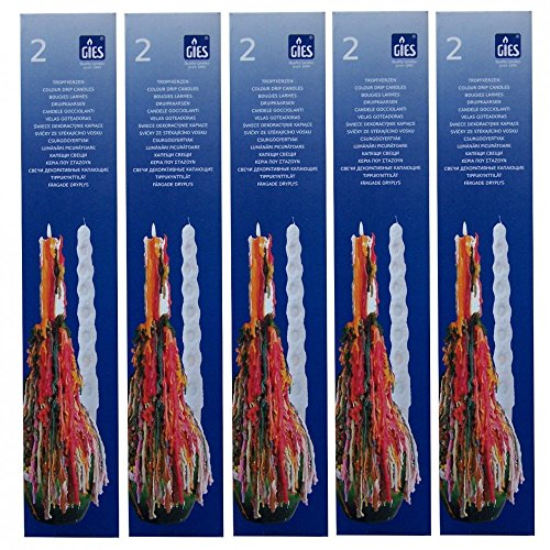 Hillfield® 10 Tropfkerzen bunt Partykerzen Spitzkerzen Dekokerzen Bunte Tropfkerze (10 Stück (5 Packs))