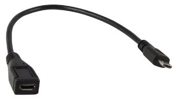 YCS basics 6 Inch Cellphone/Tablet USB Micro Male to Female Sync & Charging Extension Cable 0.5 Ft Black